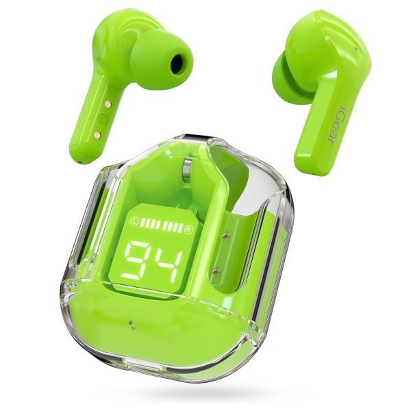 Crystal Wireless Earbuds, Transparent Charging Case and LED Digital Display, Bluetooth Earphones