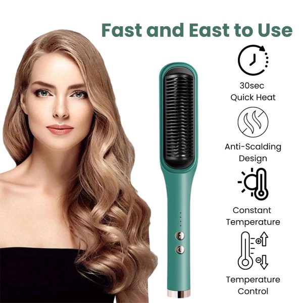 Professional Hair Straightener Comb, 5 Temperature PTC Fast Heating Electric Comb Straightener - Image 2
