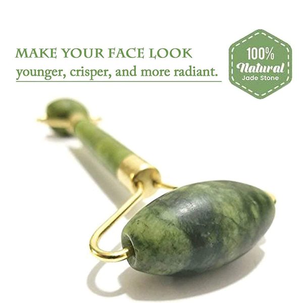 Facial Massager Jade Roller & Gua Sha Tool Natural Himalayan Stone for Face Neck Healing Skin Wrinkles & Serum Application (Jade Roller with Gua Sha) - Image 5