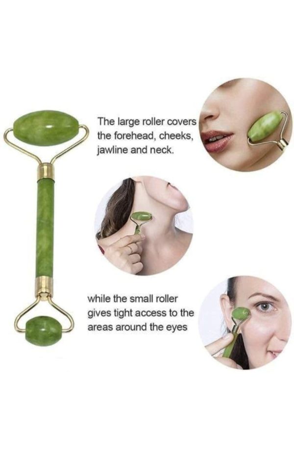 Facial Massager Jade Roller & Gua Sha Tool Natural Himalayan Stone for Face Neck Healing Skin Wrinkles & Serum Application (Jade Roller with Gua Sha) - Image 4