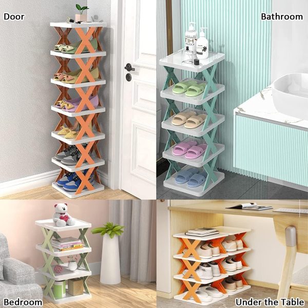 6 Layer Shoe Rack Design Lightweight Adjustable Plastic Foldable Shoe Cabinet Storage Portable Folding Space Saving Shoe Organizer Home and Office - Image 2