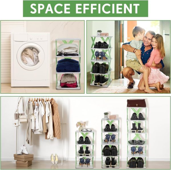 6 Layer Shoe Rack Design Lightweight Adjustable Plastic Foldable Shoe Cabinet Storage Portable Folding Space Saving Shoe Organizer Home and Office - Image 3